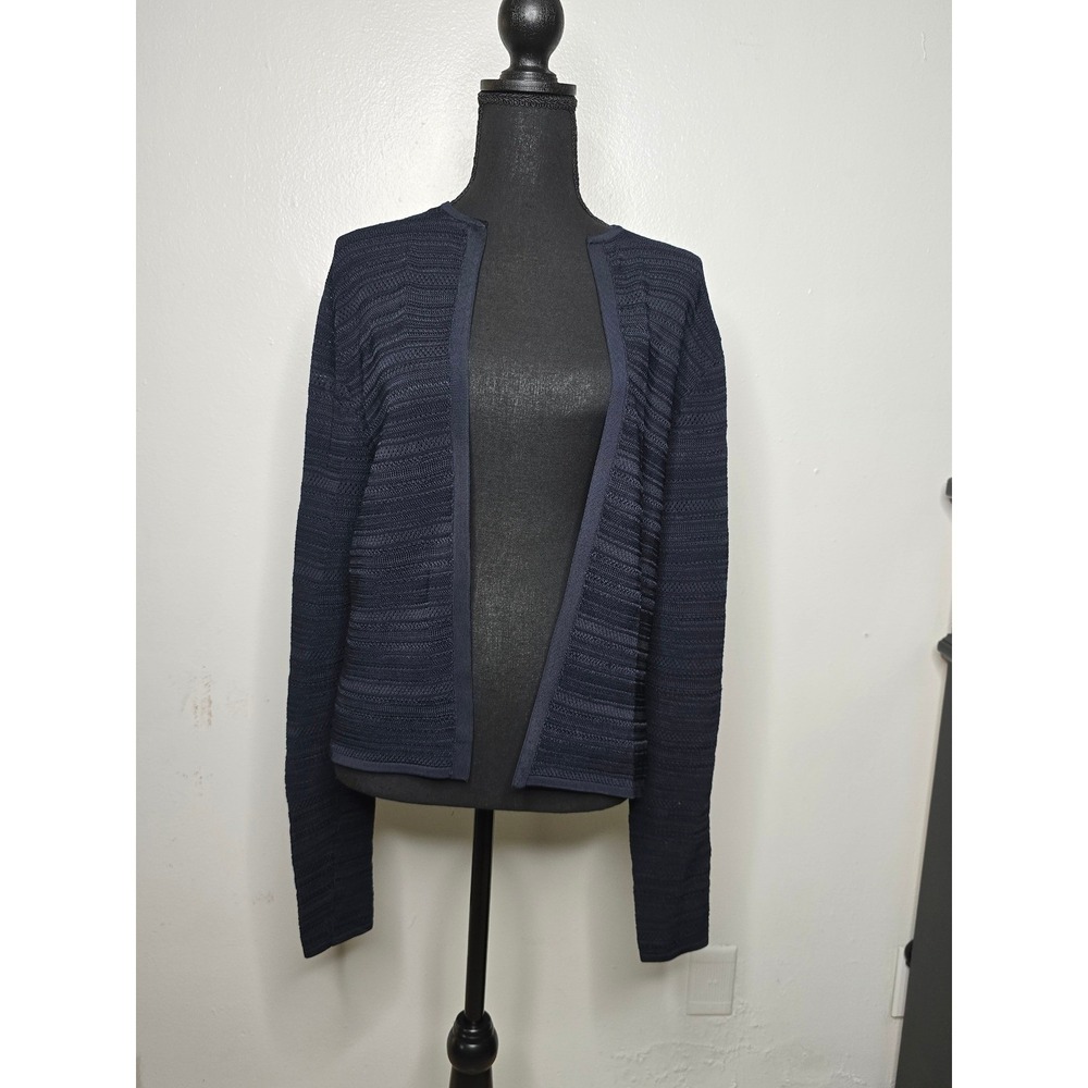 Ralph Lauren Black Label Navy Open Front Textured Knit Cardigan Size L - Picture 2 of 11